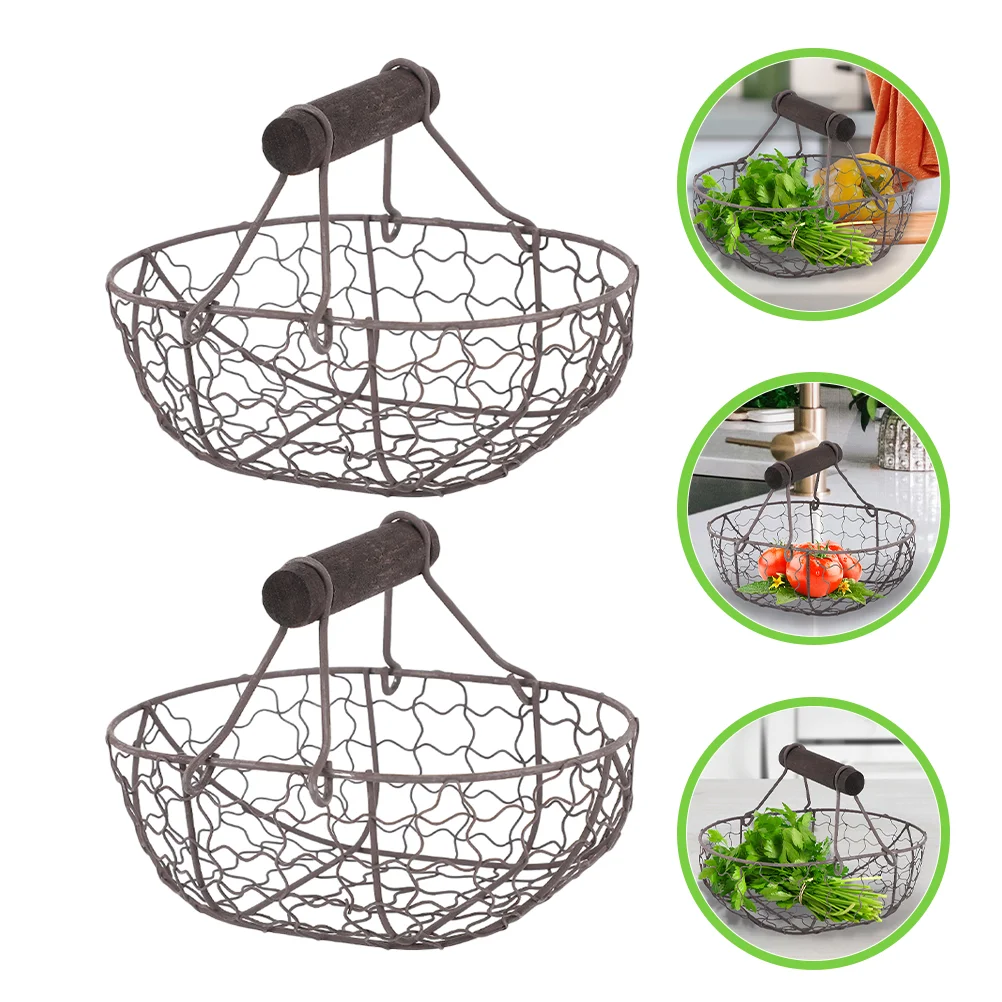

Basket Egg Storage Baskets Fruit Wire Holder Kitchen Iron Metal Countertopvegetable Display Eggs Chickenrustic Gathering