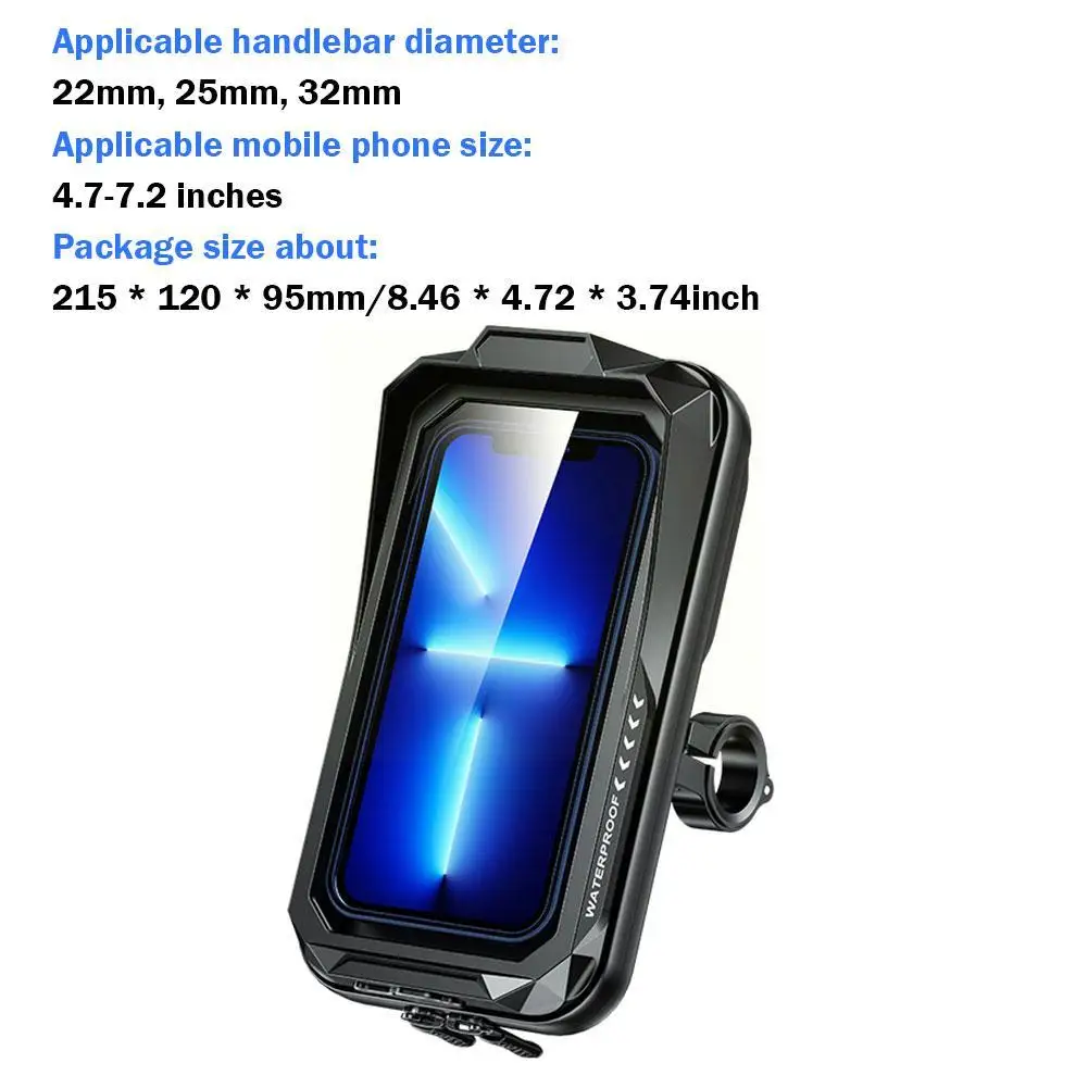 

Водонепроницаемый мотоциклетный держатель для телефона, велосипедное крепление для телефона, Фотосумка, держатель для мобильного телефона, алюминиевое основание с вращением на 360 ° для 4,7-7,2 дюймов мобильного телефона G5X8