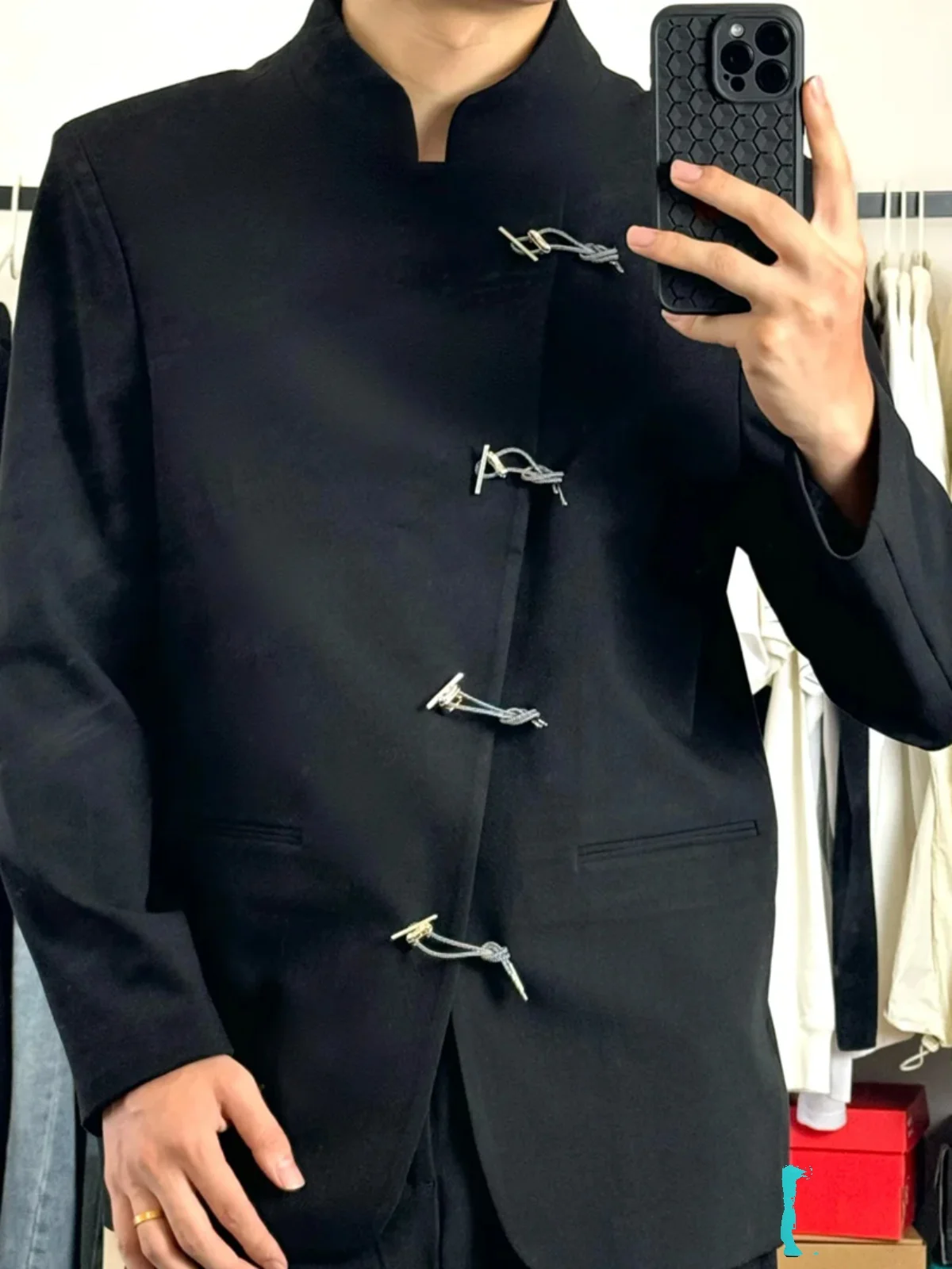 Весенне-осенний новый черный костюм Чжуншань с воротником-стойкой китайская