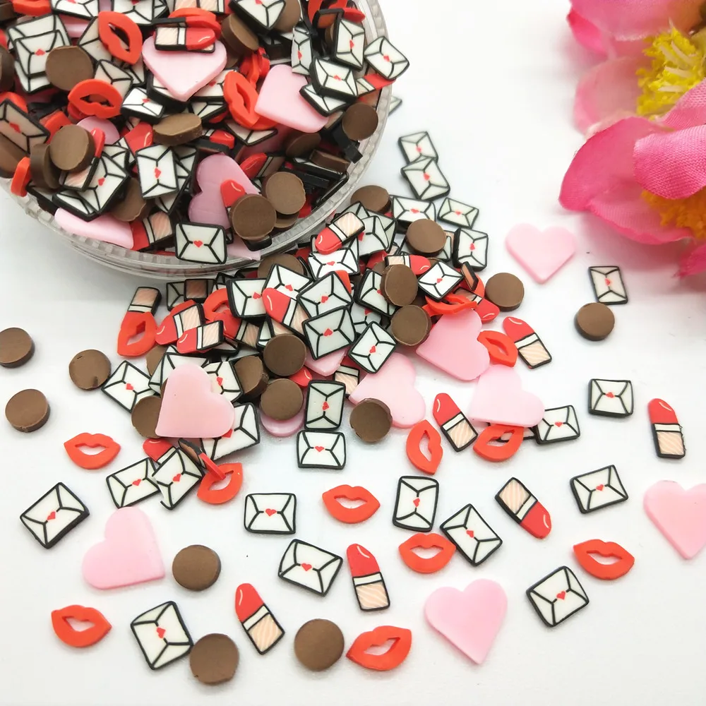 

20 г смешанный конверт сердце губная помада полимерные глины для поделок своими руками пластиковые клеи частицы грязи слизи наполнитель пос...
