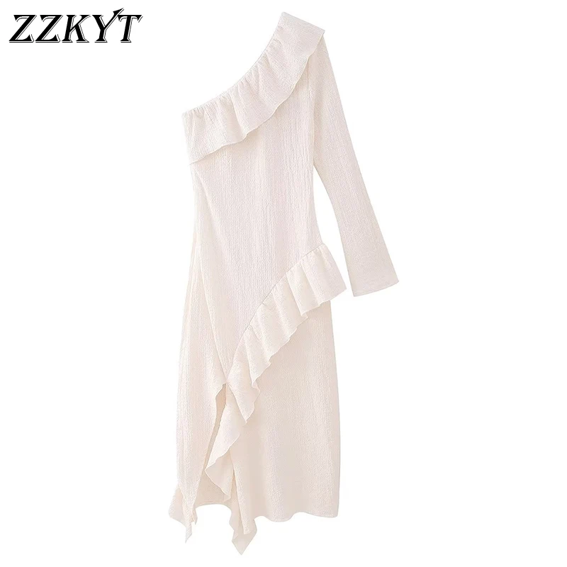 Женское осеннее винтажное белое платье средней длины элегантные весенние