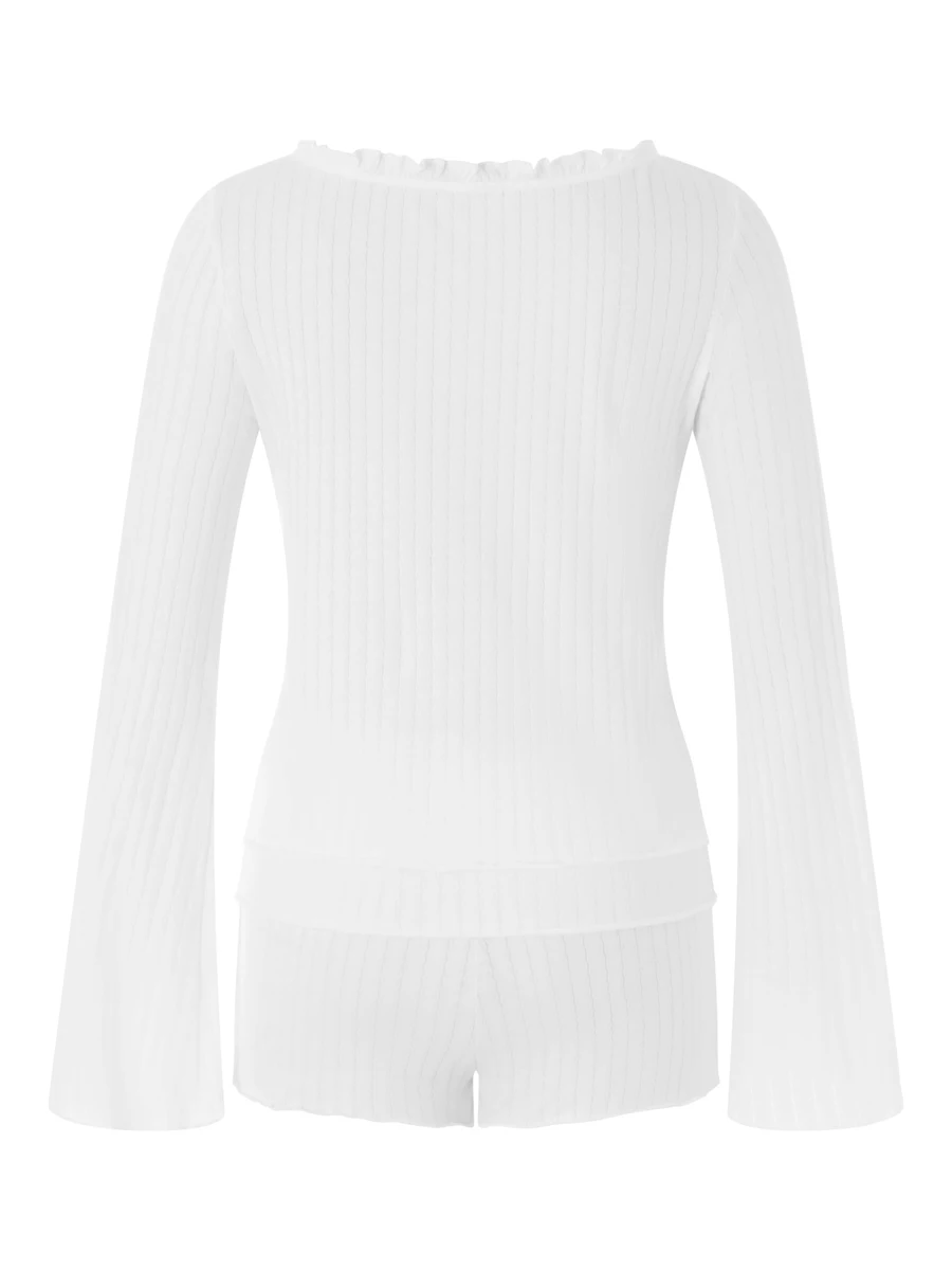 Женские летние наряды из двух предметов однотонные топы с отделкой салата