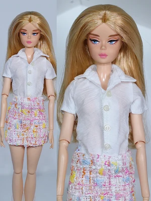 

1/6 Doll Outfits for Barbie Dress White Top Skirt for Barbie Doll Clothes Set Princess Clothing 11.5" Dollhouse Accessories Toys