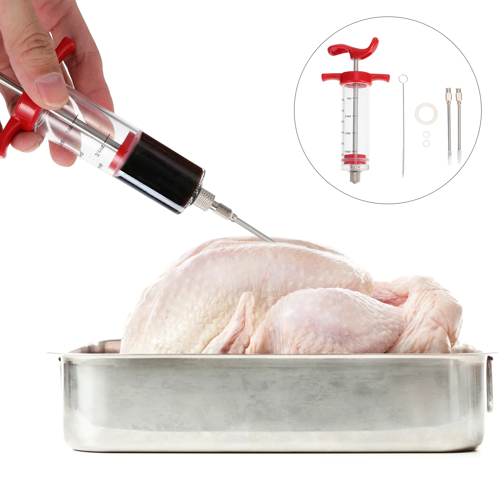 

Injector Meat Kit Syringe Injection Marinade Seasoning Cooking Turkey Toolbbq Flavor Injecting Poultry Steak Injectors Infuser