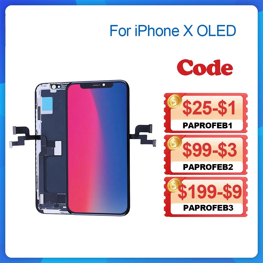 

A++ For iPhone X OLED XR XS Max 11 With 3D Touch Digitizer Assembly No Dead Pixel 11 12 Pro Max LCD Screen Replacement Display