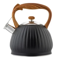 pumpkin wood pattern stainless steel whistle kettle tea pot water manual kettle handle with whistle cooker stove cooking tools