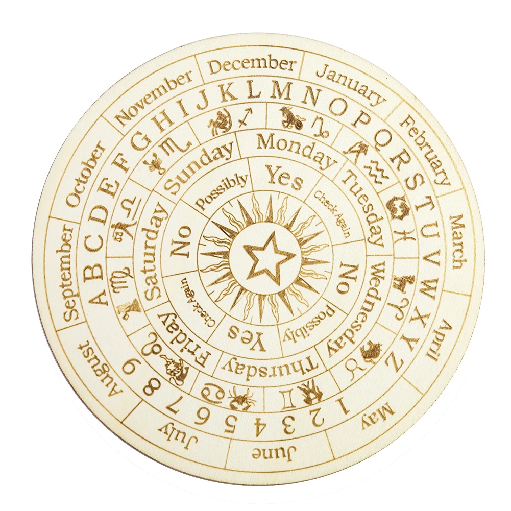 

15cm Wood Pentagram Pendulum Witchcraft Altar Board Star Sun Crystal Constellations Game Dowsing Divination Wooden Metaphysical