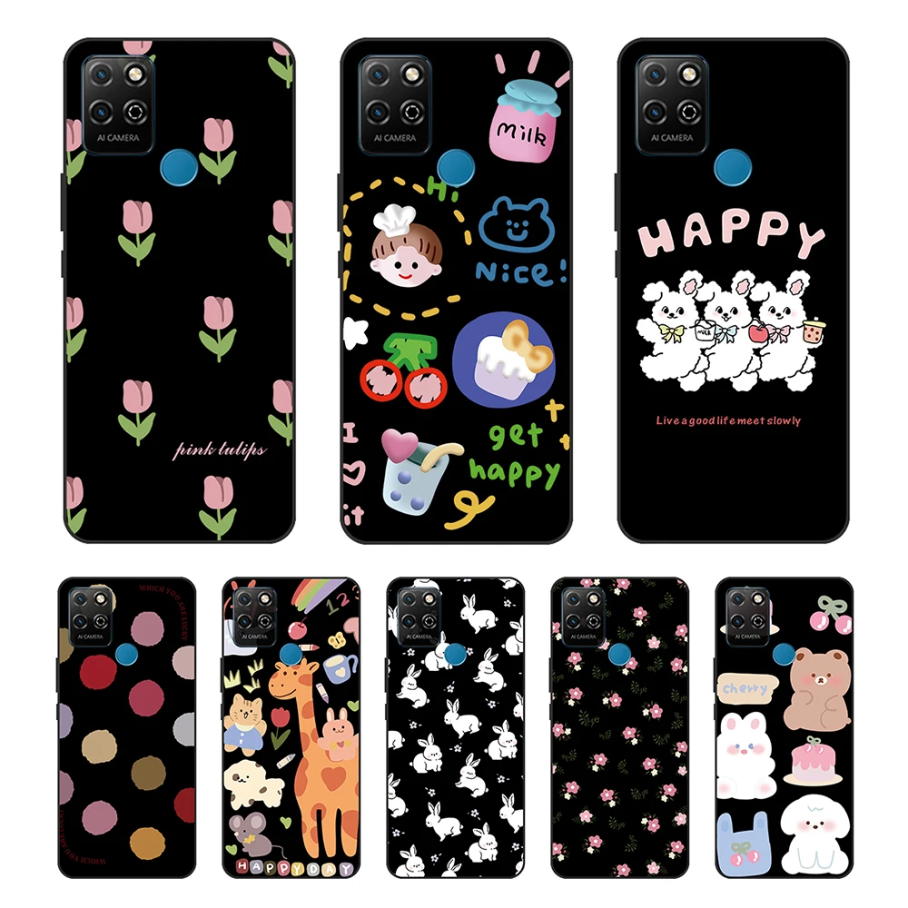 Чехол для Huawei Honor Play 5T стильный мультяшный чехол черный силиконовый телефона Play5T