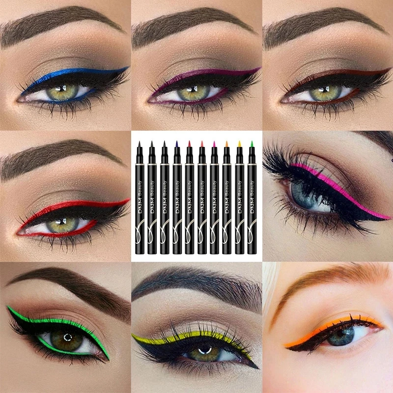 

DNM 12 Colors Liquid Eyeliner Pencil Waterproof Colorful Eye Liner Pen Highlight Neon Colorful Cat Eyes Makeup Tools TSLM