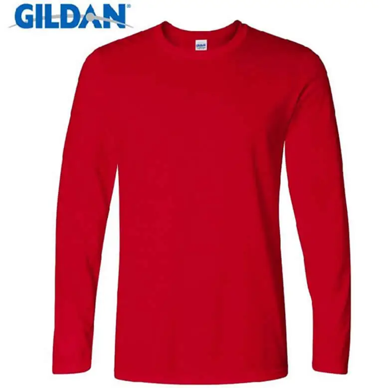 GILDAN 100% Cotton Men Long Sleeve T Shirt Spring Autumn High Quality Solid Color O-neck Tops Tees T Shirt Homm Male T1 images - 6