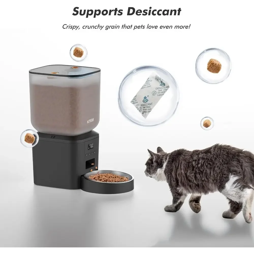 Фото Автоматический дозатор корма для животных FirmHome Store8L большой емкости с ЖК-дисплеем, таймером на 50 порций, 6 приемов пищи в день, лоток для свежего корма №5