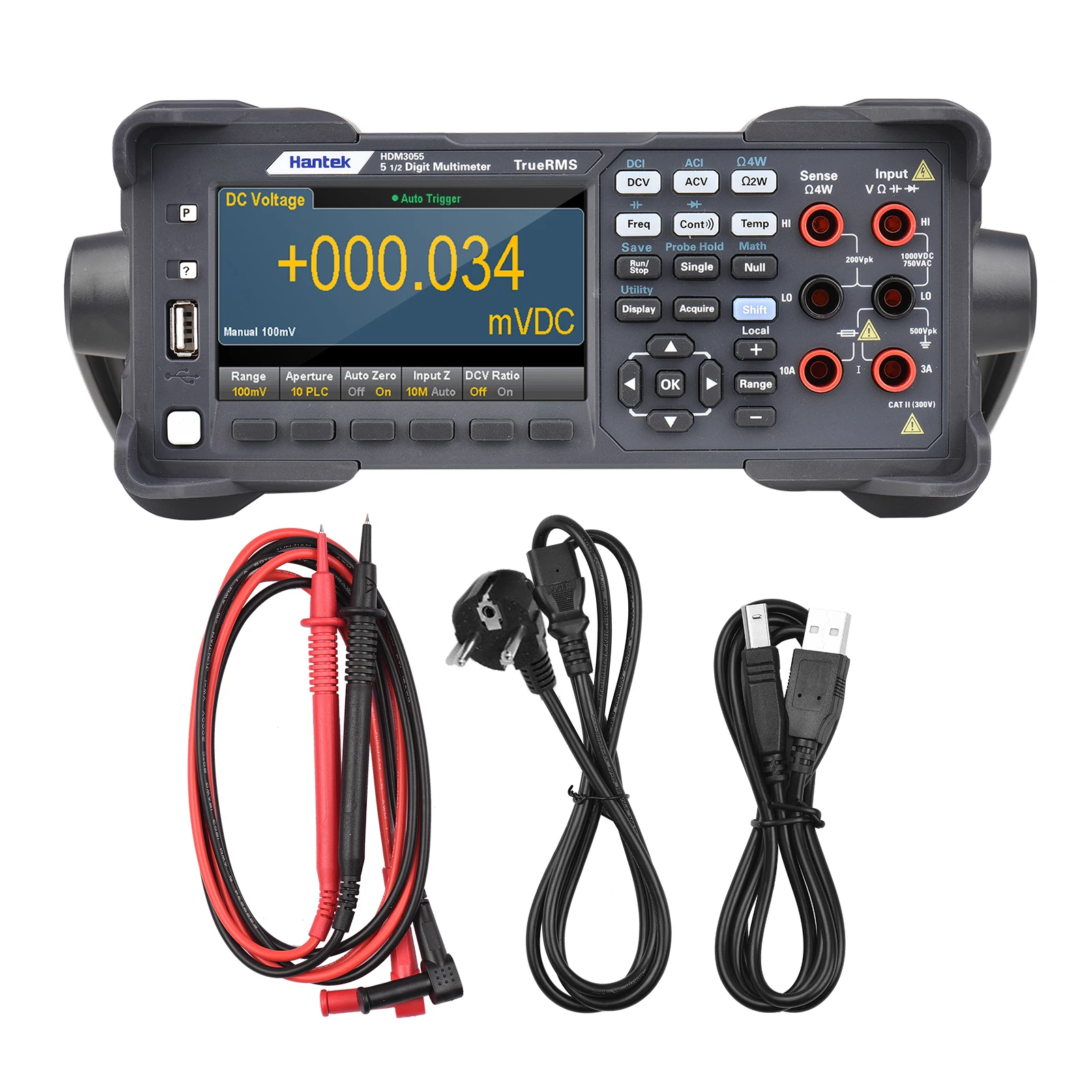 Цифровой настольный мультиметр Hantek HDM3055 высокоточный 5 1/2 с экраном 4 3 дюйма сбор