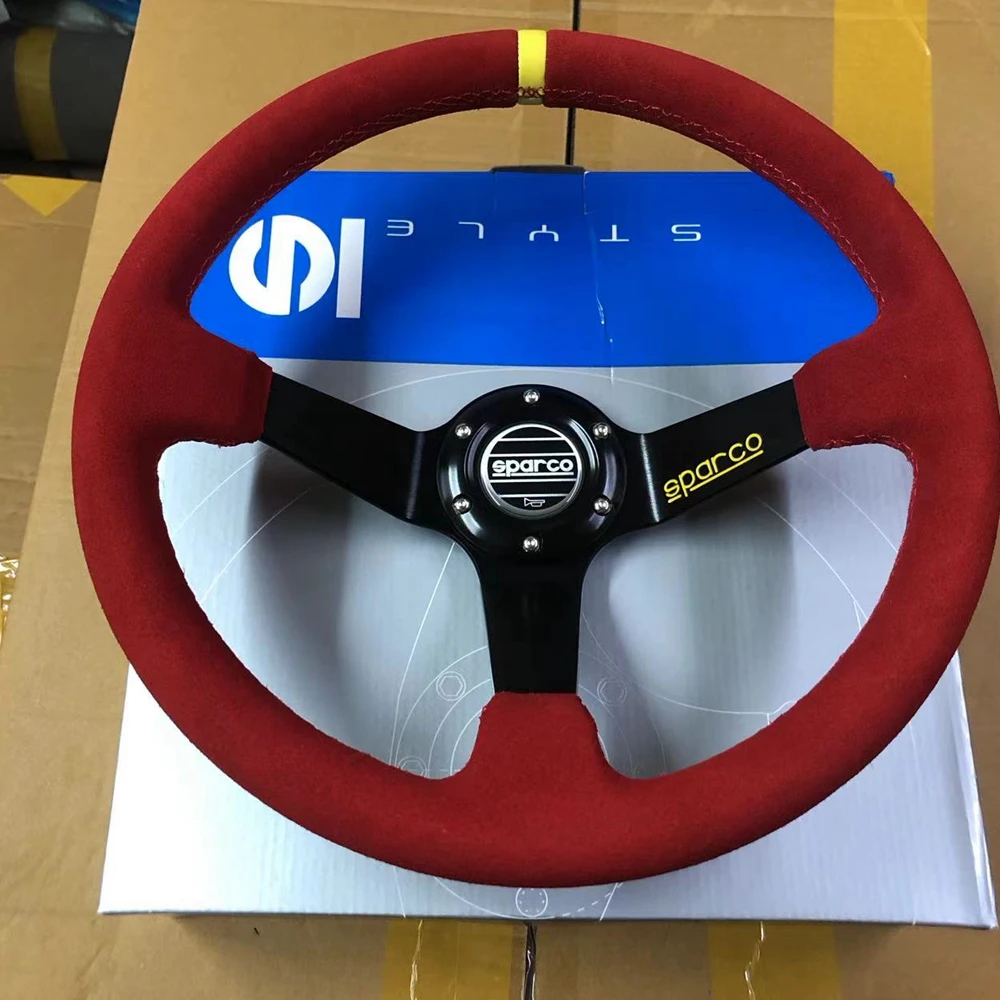 

Universal 14Inch JDM Racing SP Steering Wheel Car RED Suede Leather Steering Wheel Volantes For VW HONDA TOYOTA BMW Nissan VOLVO