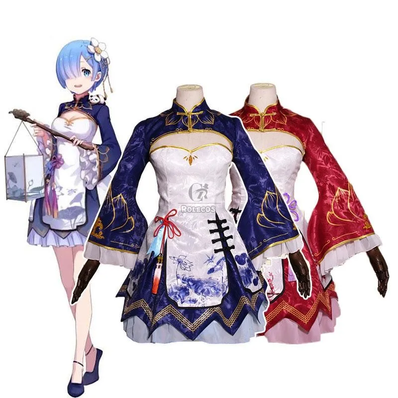 

Платье в стиле аниме «Re: жизнь в другом мире», начиная с нуля, Rem Ram, косплей, соблазнительный женский Чонсам Rem, милое платье в стиле "Лолита", с...