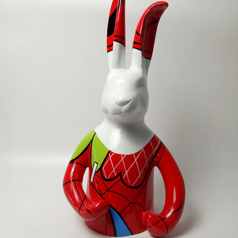 

Скандинавский полимерный кролик ручной работы, скульптура для изобразительного искусства, домашнее украшение, Современная гостиная, настольное животное, строительное украшение