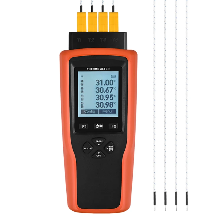 

DC-640 K T J Type Thermocouple Digital Thermometer with Four Probes