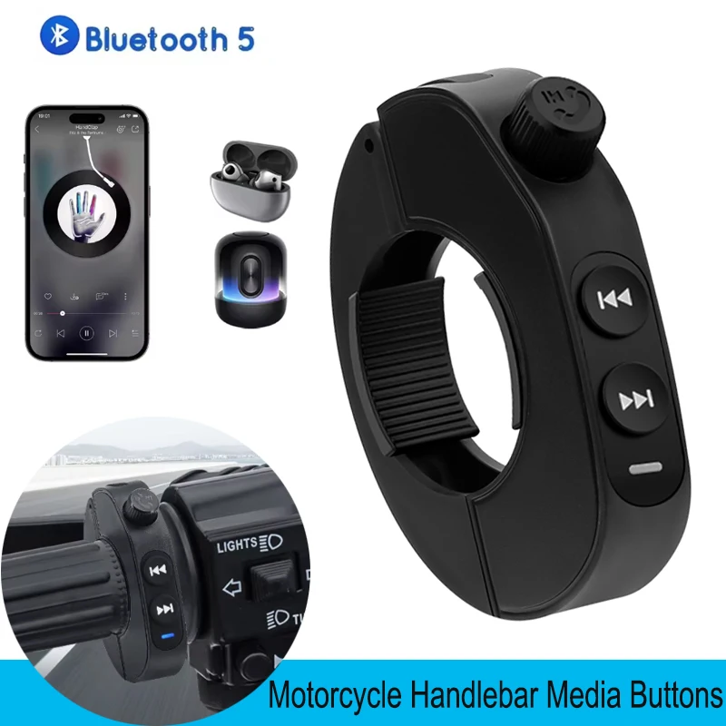 

Bluetooth 5,3 беспроводной пульт дистанционного управления для мотоциклетного шлема, гарнитура, велосипедный руль, медиаконтроллер, кнопки руля автомобиля
