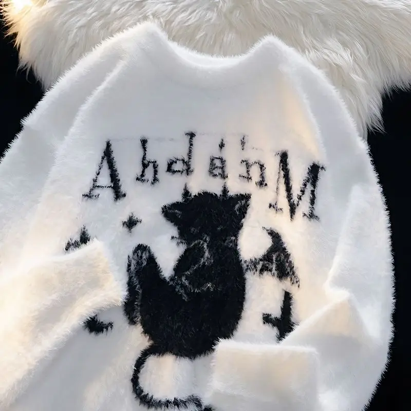 Deschpe Американский Ретро Маленький Дьявол Кот потертый дизайн с дырками свободный