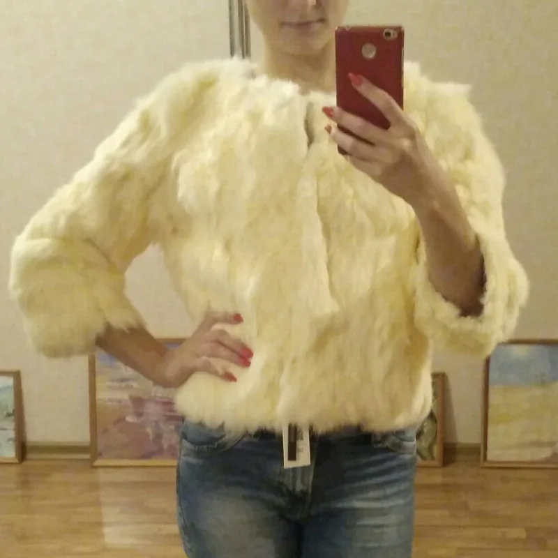Real Rabbit Fur Coat Women's Short New Korean Style Slim Fur/jacket Coat XXXL Size Coat Women Coats and Jackets Winter