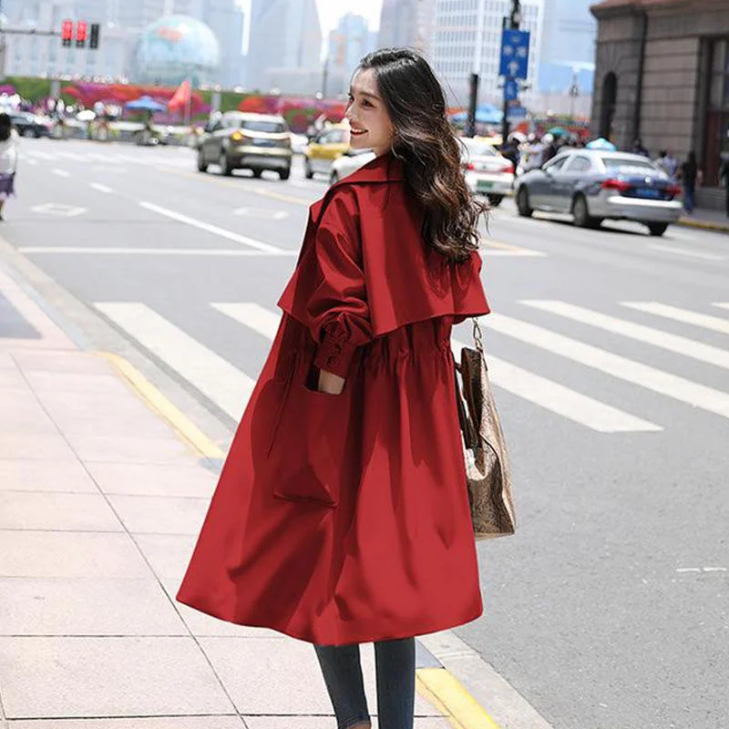 

Тренчкот женский длинный однотонный, Модная легкая Повседневная ветровка в Корейском стиле, 2023