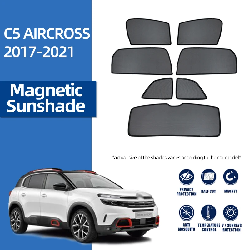 

For CITROEN C5 AIRCROSS 2018-2022 Magnetic Car Sunshade Shield Front Windshield Frame Curtain Rear Side Window Sun Shade Visor