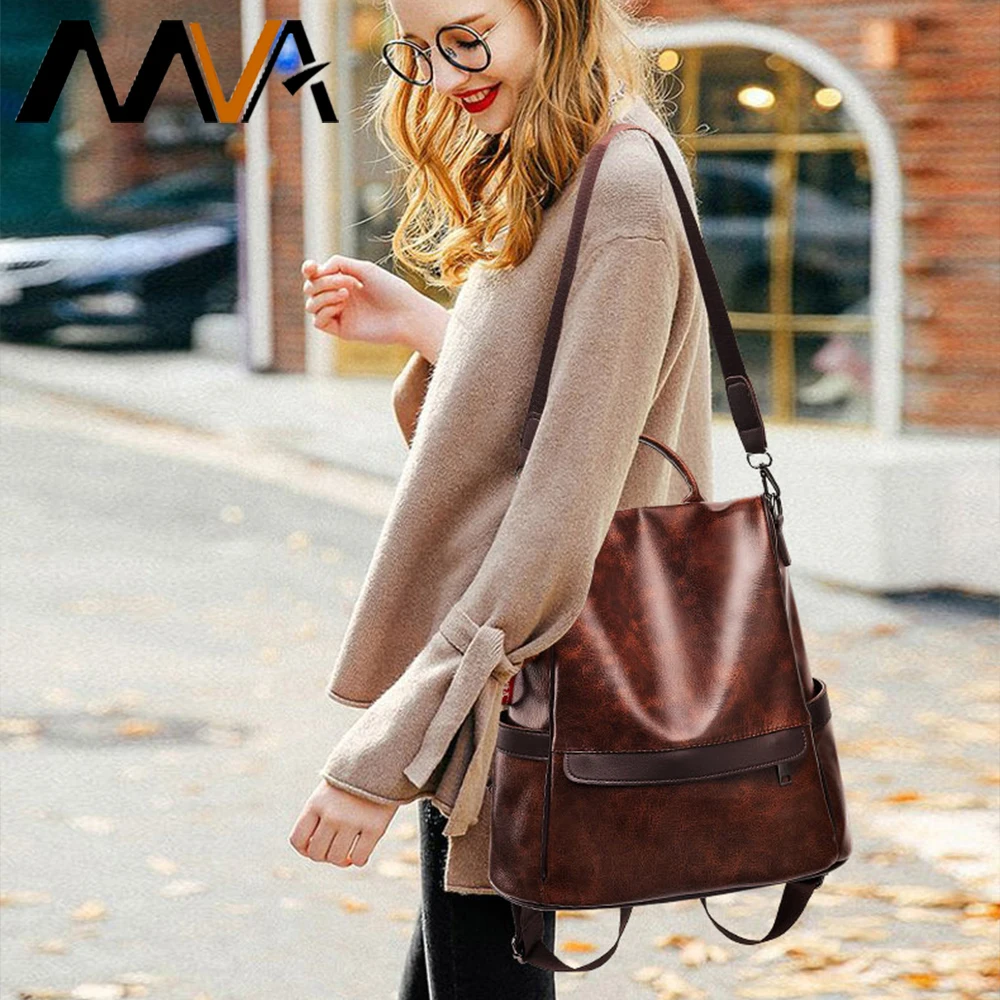 

MVA Anti-robo Mujer Mochila de Cuero de pu mochila de Bolsa de mano Mochilas Casual Bolsa de viaje Messenger Bag Backpack Casual