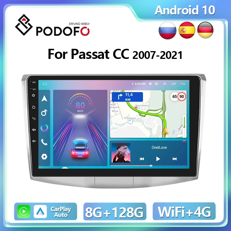 

Автомагнитола Podofo 4G CarPlay Android для Volkswagen Passat CC B6 B7 B8 2007-2021 мультимедийный плеер IPS головное устройство GPS стерео