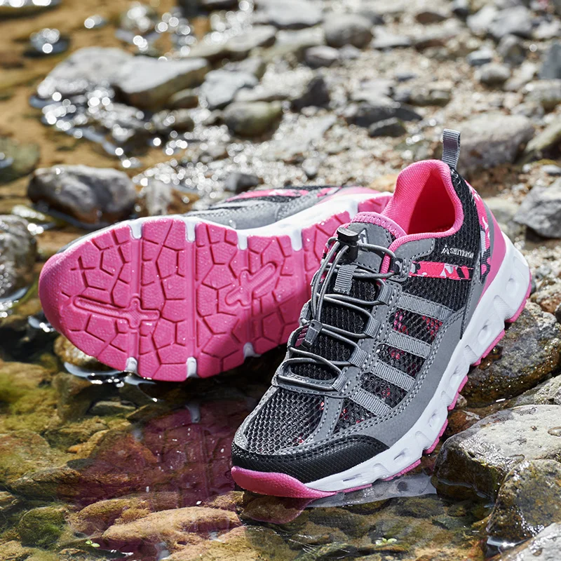 JIEMIAO High Quality Couple Outdoor Trekking Hiking Shoes Summer Mesh Breathable Camping Climbing Shoes Quick Dry Water Sneakers