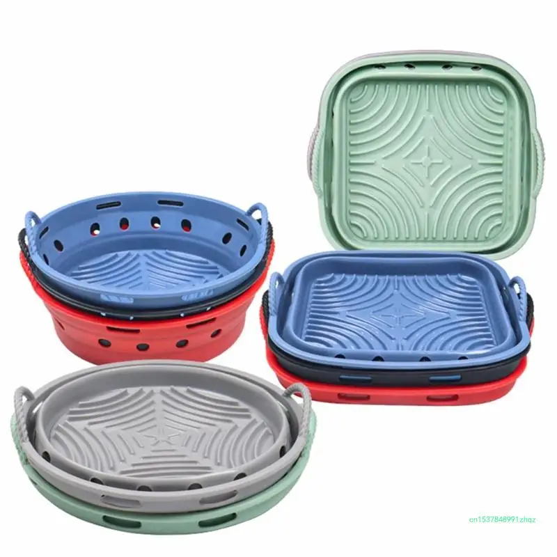

Air Fryer Silicone Baking Tray Air Fryer Pot Basket Foldable Fryer Baking Tray