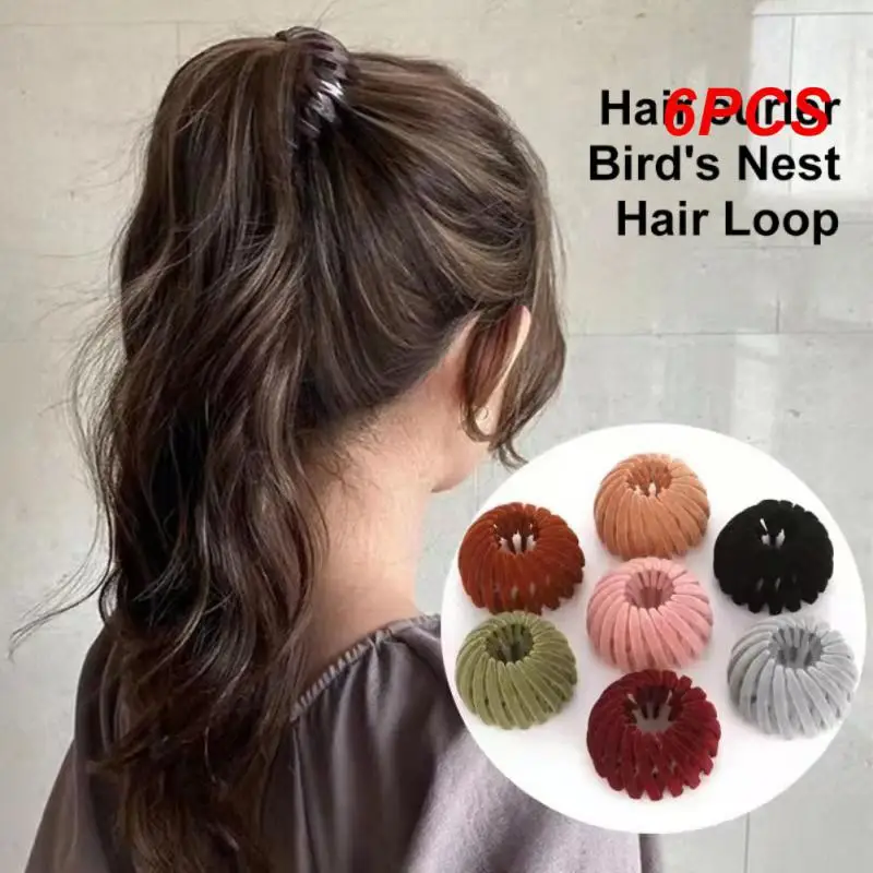 

6PCS Transparent Hairpins Nest Ball Hair Clips Bun Hairpin For Women Ponytail Holder Hair Claw Clips Solid Color Hair Clip