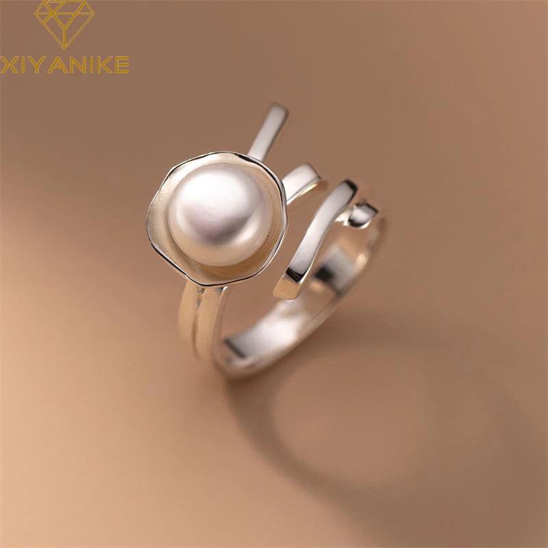 

XIYANIKE Elegant Imitation Pearl Cuff Rings For Women Girl Fashion New Trendy Jewelry Lady Gift Party Wedding anillos mujer
