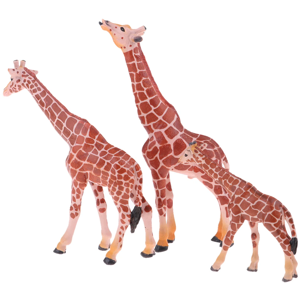 

3 Pieces Soild High Simulation Giraffe Animal Figure for Wide-animals Model Toy