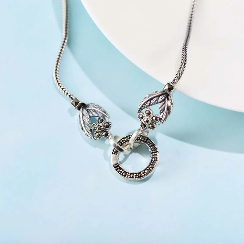 

Real S925 Sterling Silver Square Snake Bone Chain Simple Necklace Women's Maxi Flower Pendant MeibaPJ Exquisite Gift Jewelry