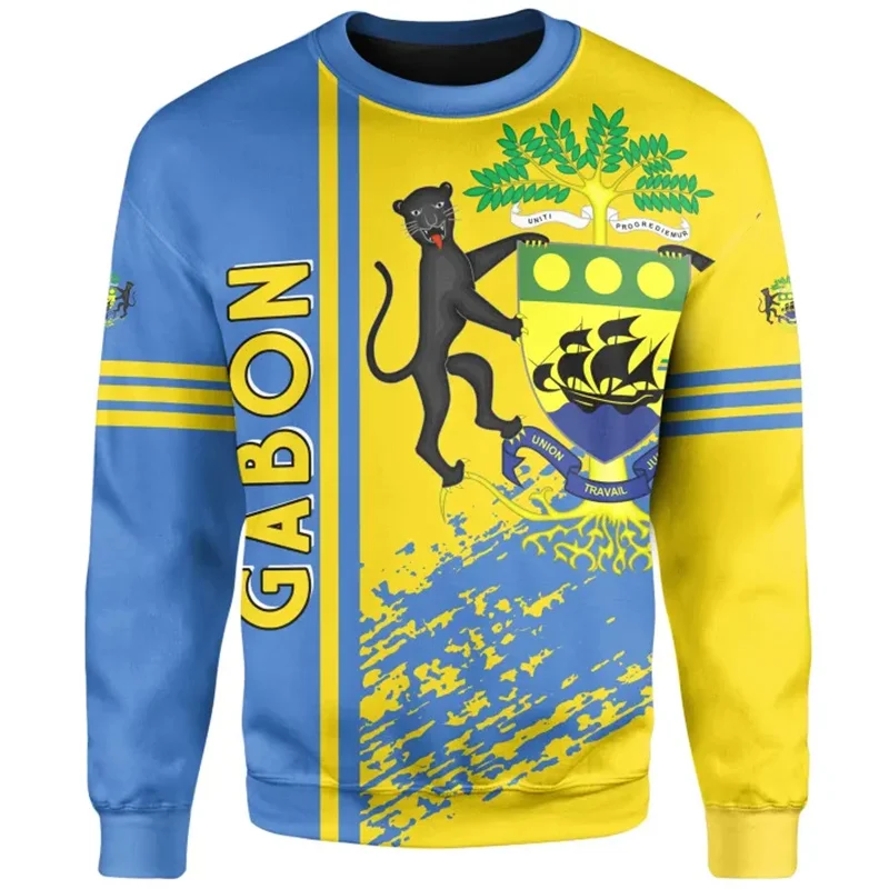 Gabon Flag Map Graphic Sweatshirts For Men Clothes Fashion Women Sweater Casual Male Streetwear Autumn Pullovers Boy Tracksuit