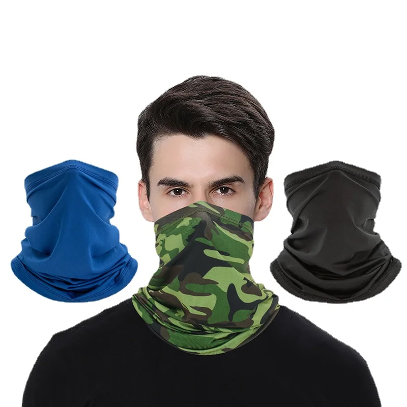 

Face Shield Men Scarf Ice Silk Bandana High Elastic Seamless Solid Color Gaiter Headband Cycling Fishing Balaclava Tube