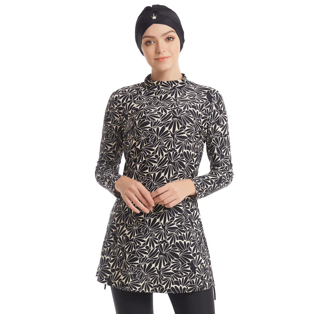 Мусульманский купальник Женский скромный лоскутный хиджаб с длинными рукавами