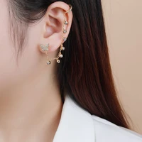 poulisa romantic butterfly chain drop earrings for women wedding party gifts luxury cubic zirconia ear clip fashion jewelry