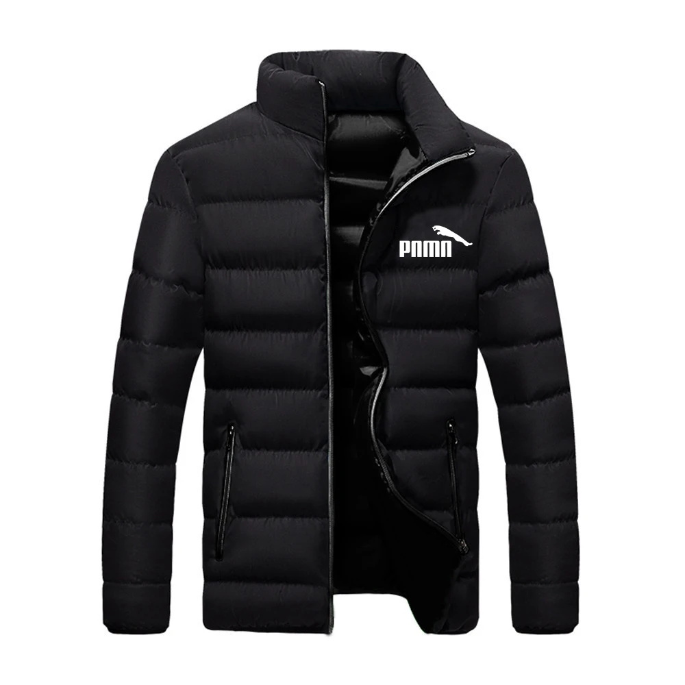 2022 novos homens parka outono inverno casaco sólido gola zíper fecho bolsos casual puffer quente jaqueta streetwear