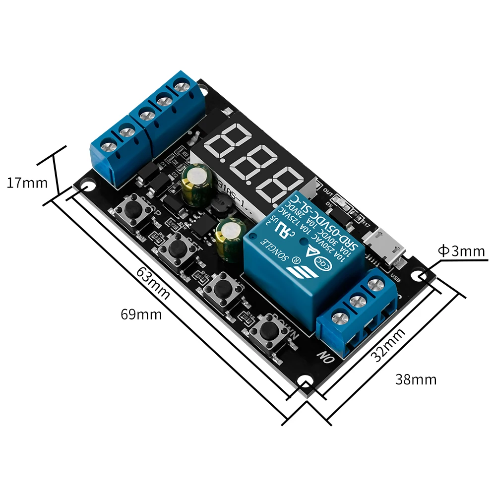 

New DC 5-30V Micro USB Time Delay Relay LED Display Automation Cycle Delay Timer Control Off Switch Delay Time Relay 5V 12V 24V