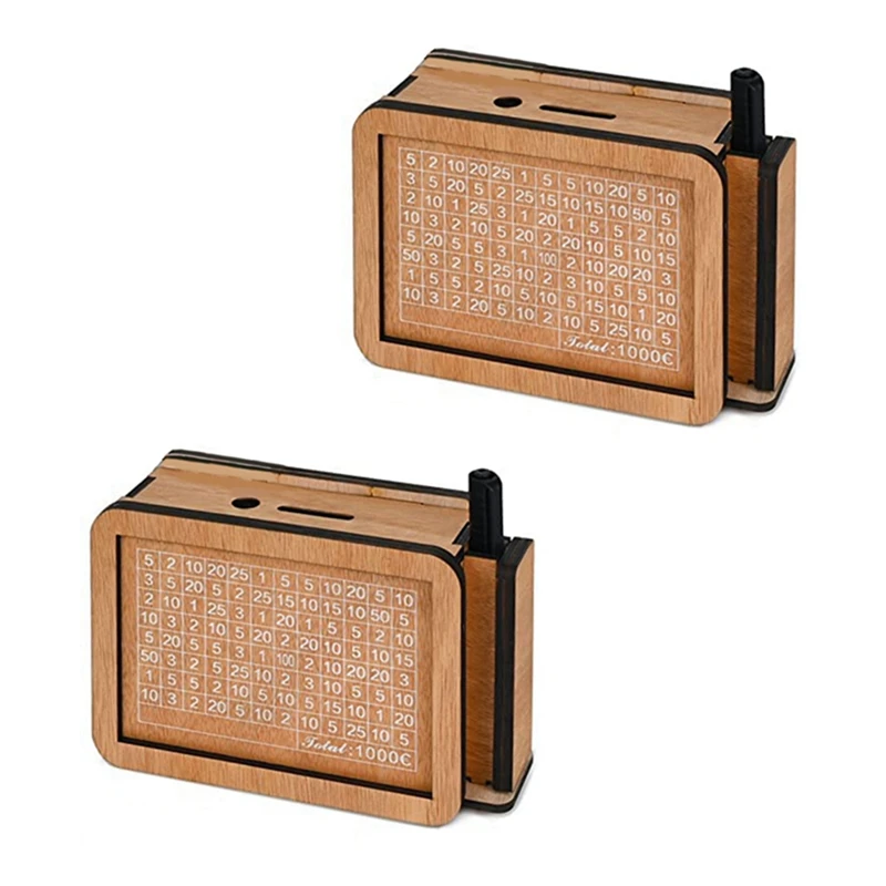 

Два деревянных копилки, копилка для денег, многоразовая копилка с целями денег и цифрами, 1000 евро