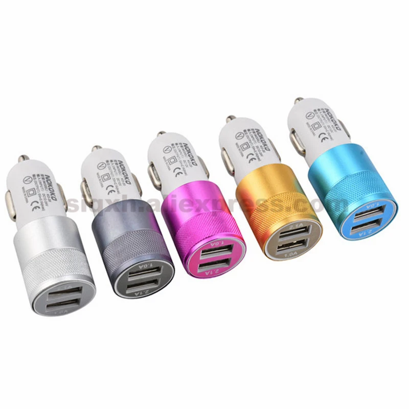 

500 шт., автомобильные зарядные устройства с двумя USB-портами