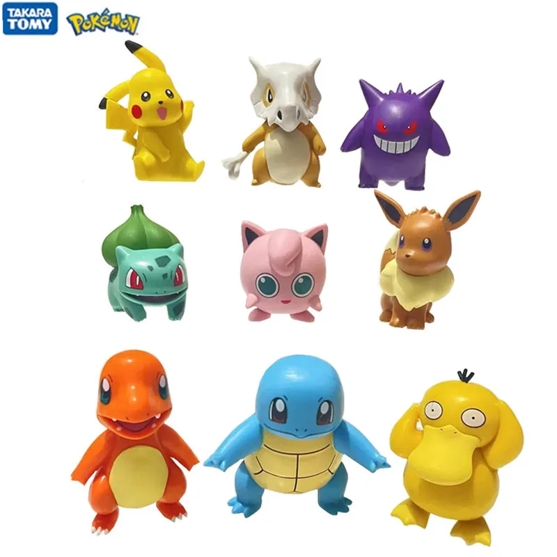 Pikachu Charmander Squirtle Bulbasaur Eevee Mew Gengar Cute Doll Pet Action Collect Model Kids Toy Gift