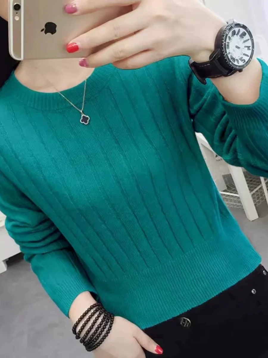 Вязаный облегающий свитер с длинными рукавами для похудения осень и зима новая