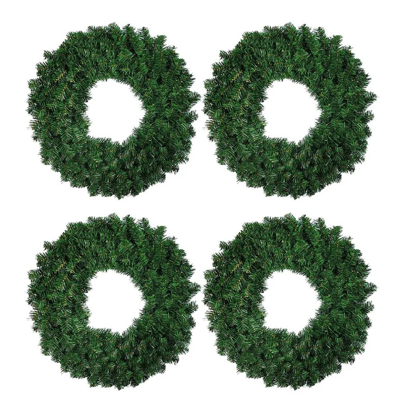 

4 Pcs 30Cm Artificial Pine Wreath Garland For Front Door Window Fireplace Christmas Decoration