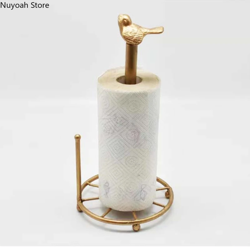 

Cast Iron Cute Sparrow Bird Roll Paper Holder Kitchen Oil-absorbing Paper Desktop Vertical Storage Plastic Wrap Paper Shelf