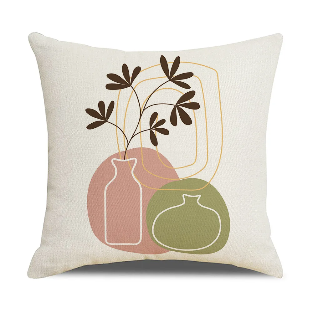 

Nordic Minimalist Abstract Flower Pillow Case Geometric Line Plant Cushion Cover 45X45 Living Room Bedroom Home Decor Sofa J1986