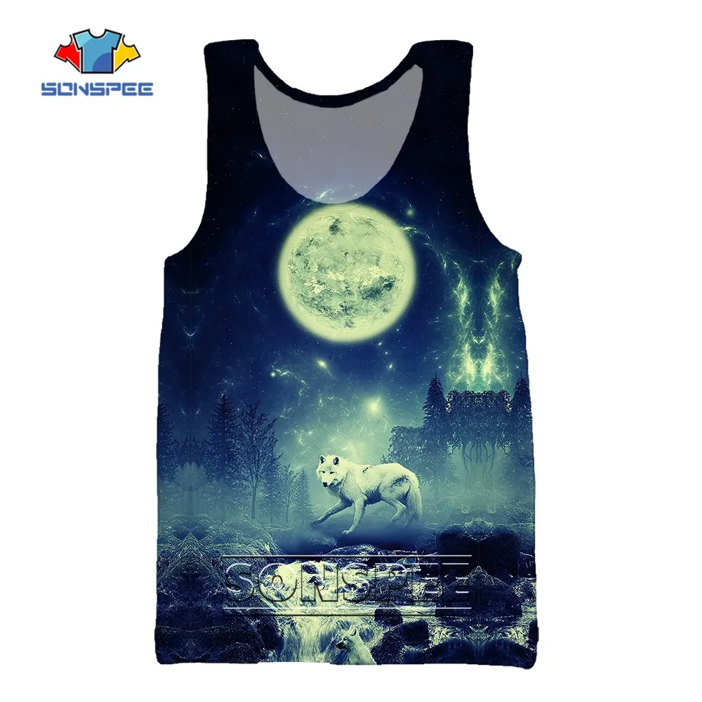 

Animal Men's Tank Topss 3D Print Beast Wolf Sleeveless Pattern Top Graphic Jungle Hunting Vest Gym Fitness Bodybuilding Singlet