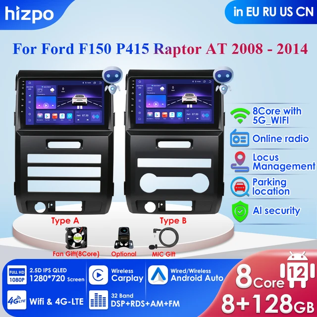 Автомобильный радиоприемник 8G + 128GB DSP IPS Android 12 для Ford F150 P415 Raptor 2008 - 2014 стерео Carplay автомобильный мультимедийный плеер навигация GPS 1