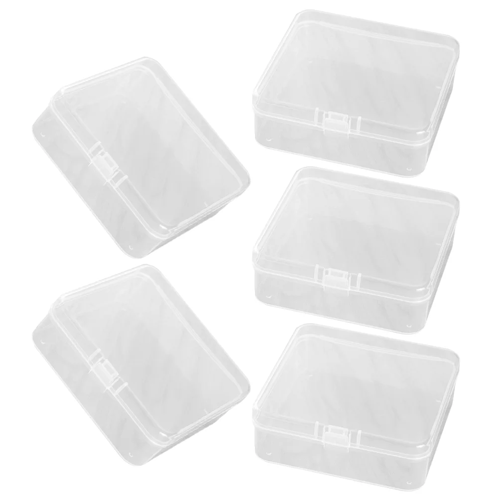 5Pcs Small Plastic Reusable Containers Multi-use Tool Organizer Screw Parts Box Small Parts Storage Case
