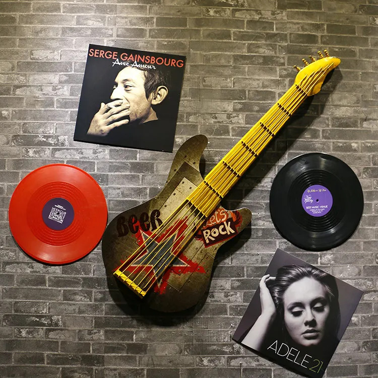 

Iron Guitar Wall Hanging Creative Wall Decorations Home Decorations Bar Cafe Restaurant Barber Store Salon Bedroom Study